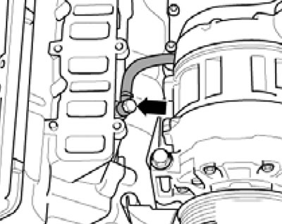 42.15. Hollow bolt of coolant pipe on cylinder head.
