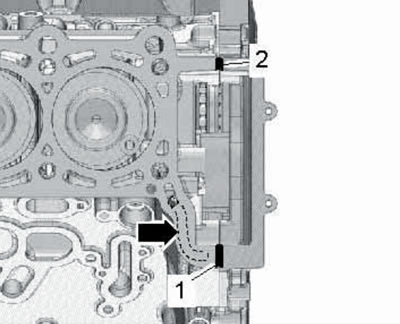 42.22. Sealant at the joints of the cylinder block and the lower timing chain cover.