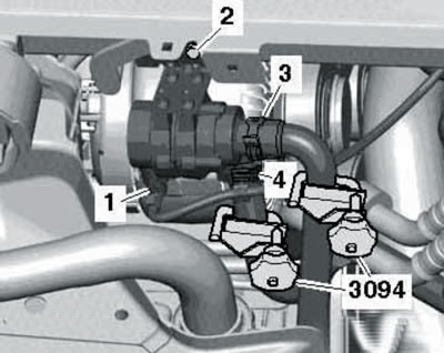 5.2. Connector (1), connections (3 and 4) and bolt (2) of pump V166.