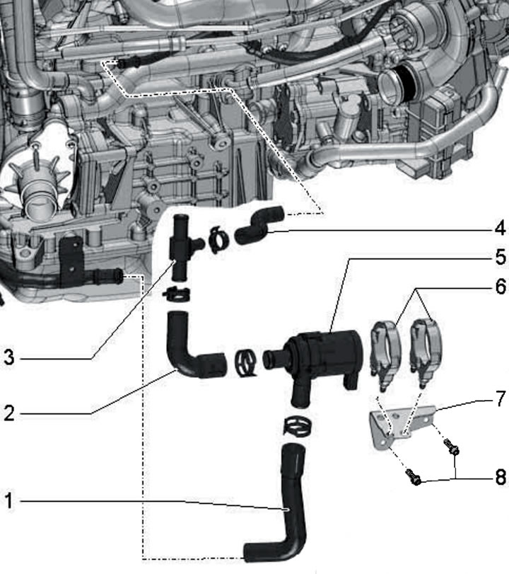 5.8a. Installation details of the «V166» fuel cooling coolant pump: