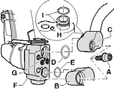 13.3. Refrigerant line fastening details on the rear expansion valve.