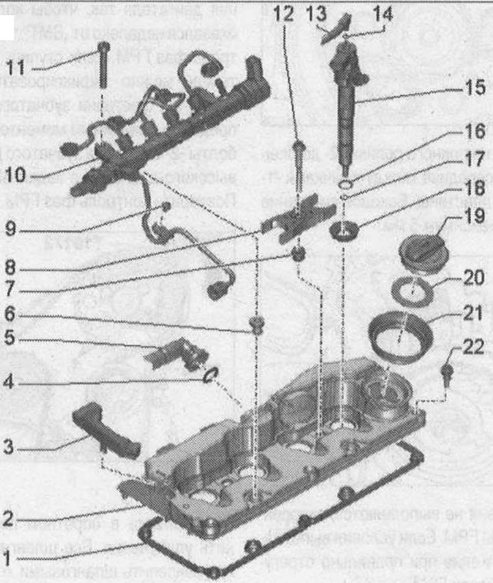 Kryt hlavy valca 1. Tesnenie: Ak je poškodené alebo netesné, vymeňte ho; 2. Kryt hlavy valca; 3.…