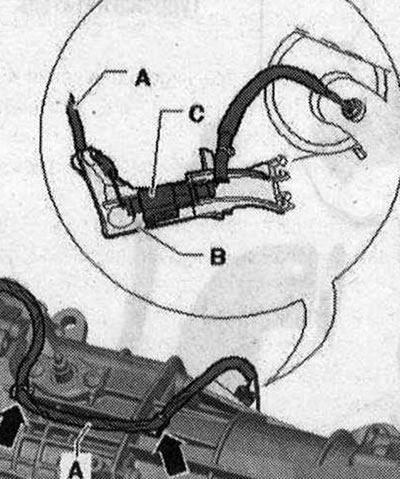 Odopnite a odpojte konektor «C» snímača teploty výfukových plynov 4 «G648» H3 držiaka «B». «Poz. A»…