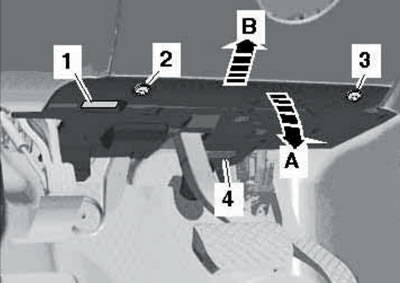14.1. Removing the lower trim under the steering column.