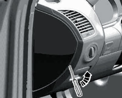 14.6. Removing the left end panel of the instrument panel.