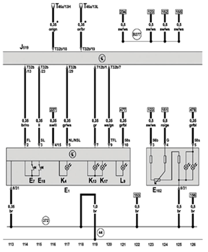 Bloc J519, comutator iluminare exterioară, variator iluminare instrumente