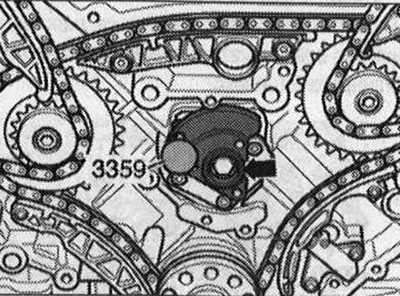 Kľukový hriadeľ «1» je upevnený v polohe «TDC» pomocou poistnej skrutky «3242». Zaistite vyvažovací…