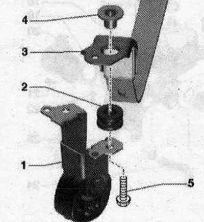 Prvky predného zavesenia výfukového systému 1. Závesný držiak; 2. Buffer; 3. Uťahovacia svorka; 4.…