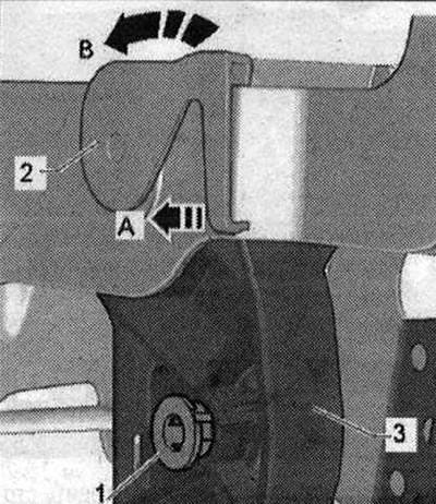 Отстранете серво пружината. Отстранете фиксиращия щифт «1» от педала на съединителя «3». «Поз. 2» и…