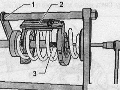 Защитата против завъртане «2» е в положение прибл. «10 часа» на лявата пружинна лента и прибл. «2…