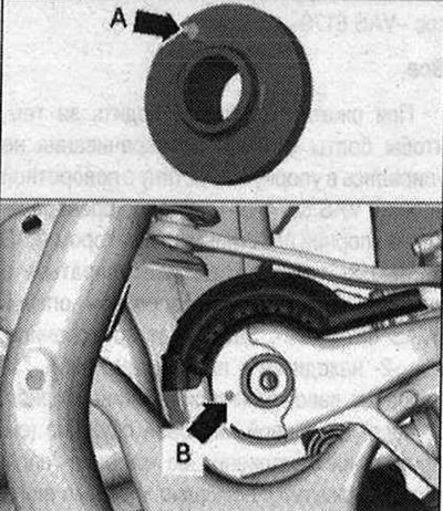 Монтирайте спиралната пружина с пружинна опора «3» и защита от камъни «1» на кормилния накрайник…