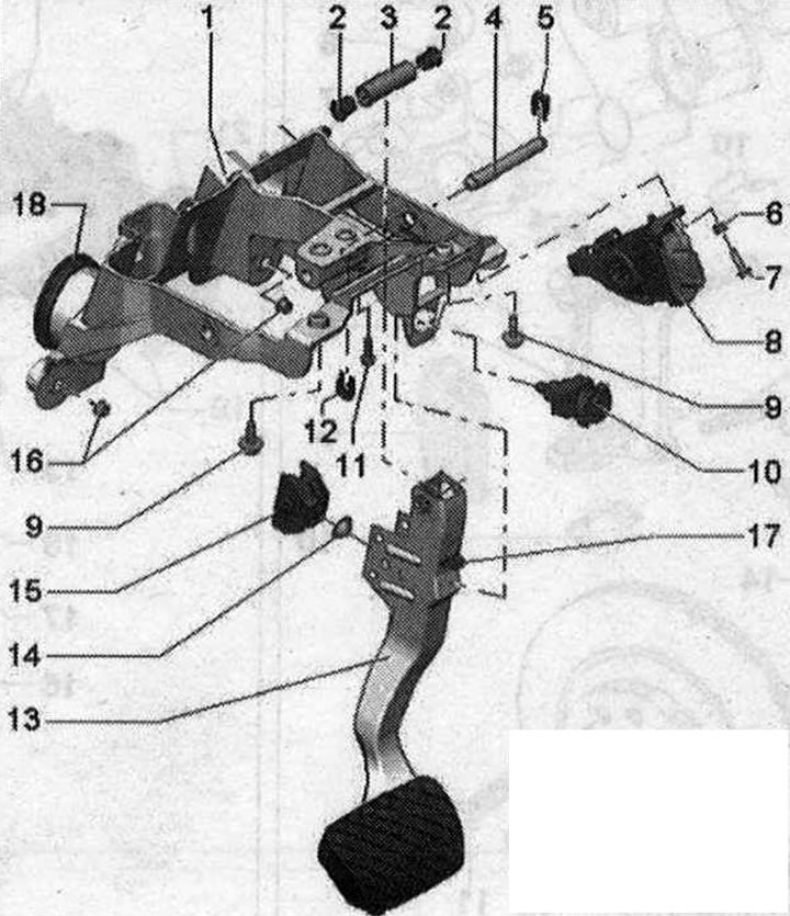 Свързване на спирачния педал към спирачния усилвател