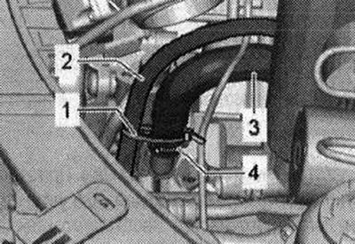 Ако има такъв, внимателно изрежете кабелния държач «1» на кабелния сноп «2». Отстранете скобата «4»…