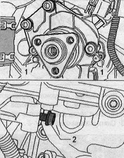 Развийте крепежните елементи на лопатковата помпа от скобата. За да направите това, развийте…