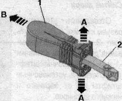 Преместете леко гумената втулка «1» от ограничителя на отваряне на вратата към стрелка A-.…