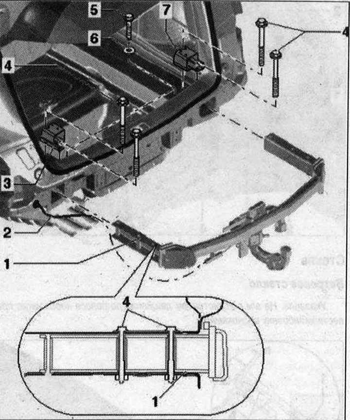 Odstránenie TSU 1. TSU s priečnym nosníkom. Demontáž: odstráňte obloženie zadného nárazníka.…