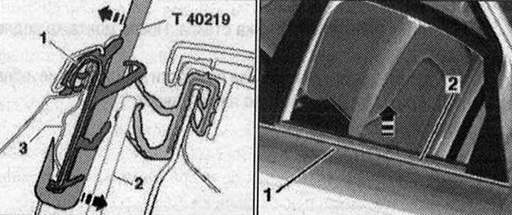 Značkovacia čiara na sťahováku «T40219» musí byť zakrytá horným okrajom prítlačnej lišty skla.…