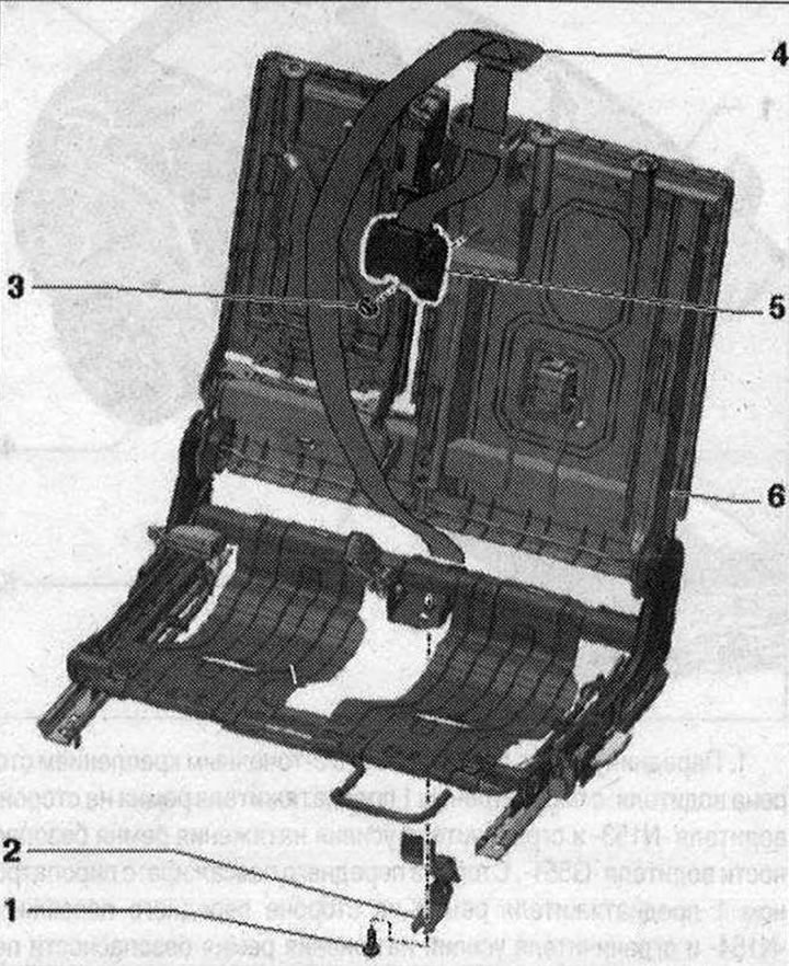 Schéma inštalácie zadného stredného trojbodového bezpečnostného pásu