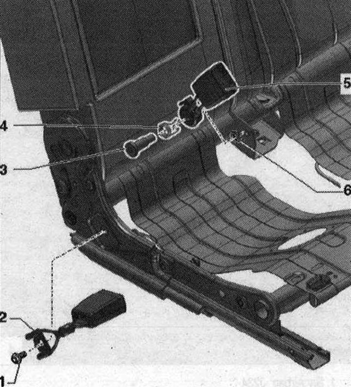 Časti a komponenty spony zadných bezpečnostných pásov