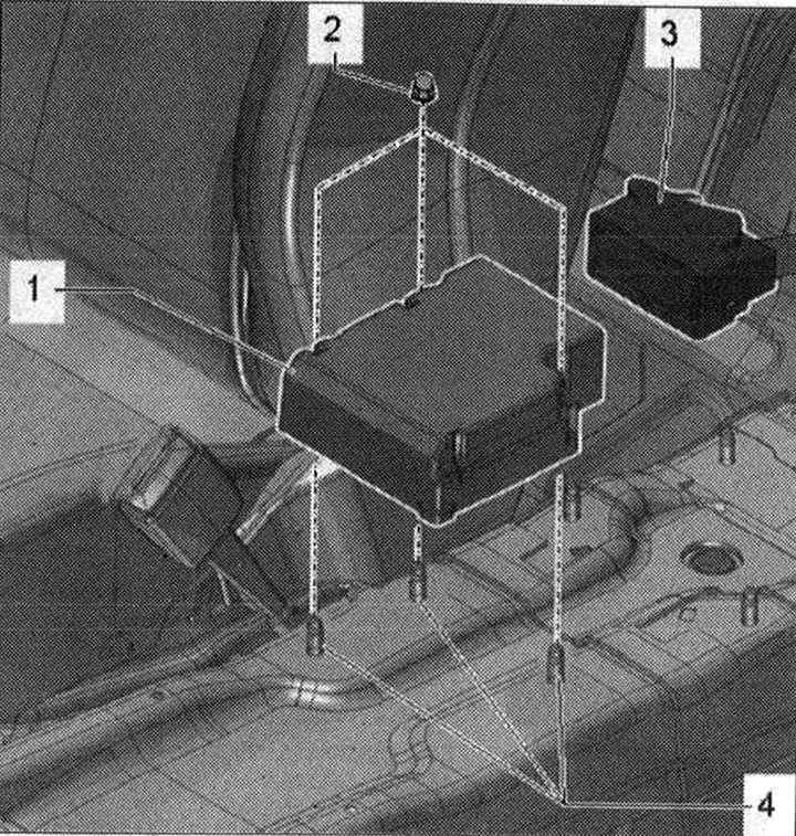 Схема за инсталиране на контролния блок на въздушната възглавница