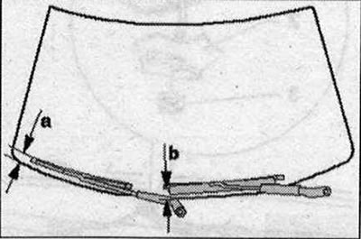 Монтирайте рамото на чистачката с монтираното перо върху оста и подравнете перото върху предното…