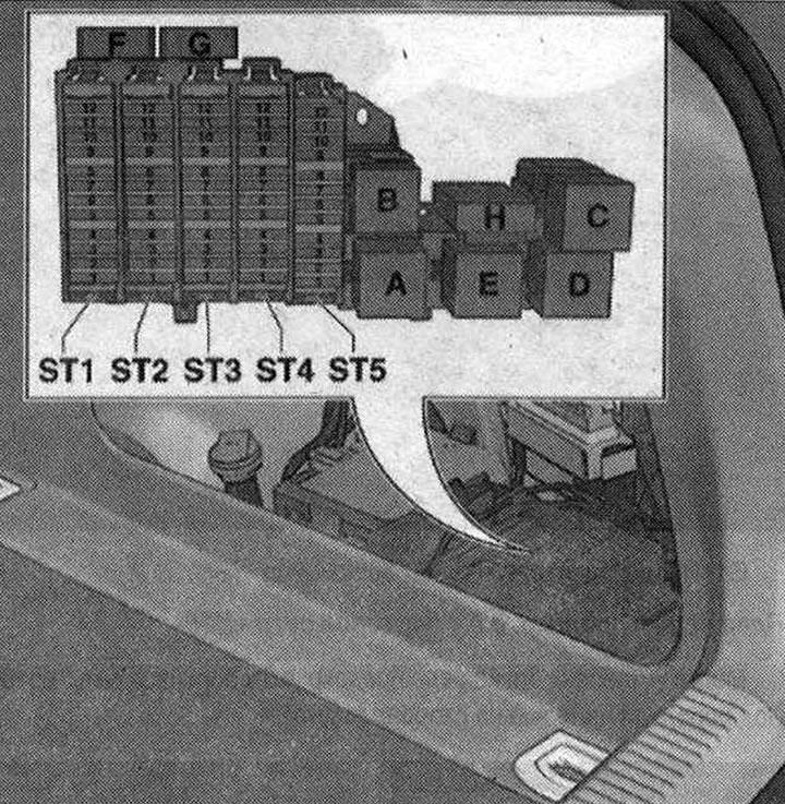 Забележка: Фигурата показва блока на релето/бушоните. F «SF» превозни средства от януари 2011 г.…