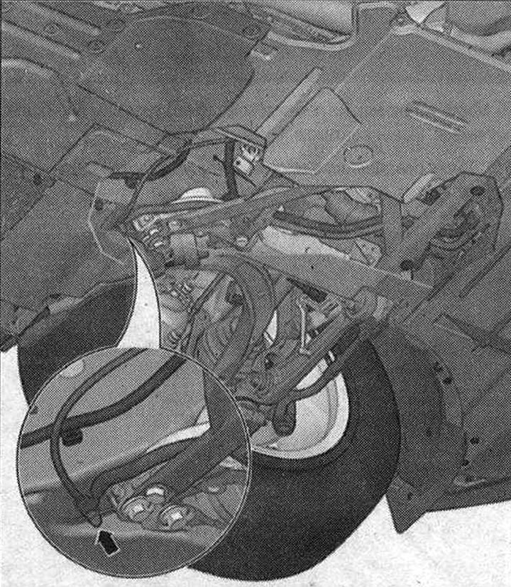 672. Точка за заземяване 2 отпред на левия страничен елемент «стрелка»