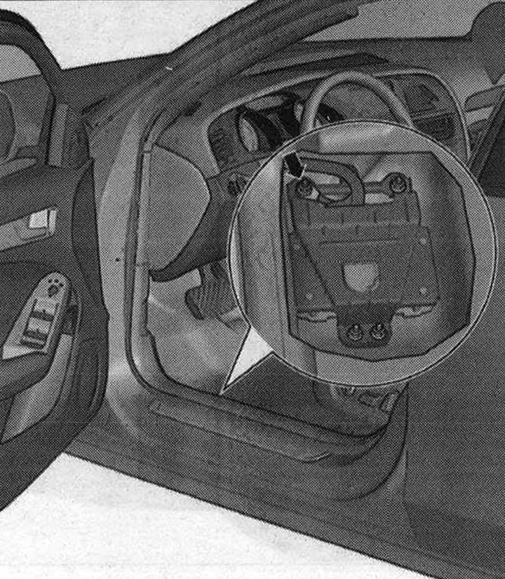 602. Точка на свързване с маса в пространството на краката на лявата «стрелка».